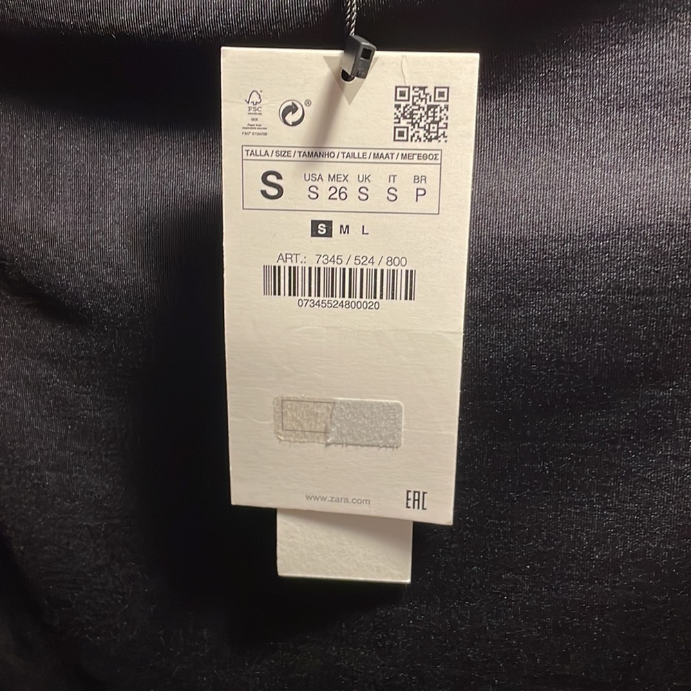 NWT ZARA blk longsleeve bodysuit sz.S 145 - Picture 5 of 5